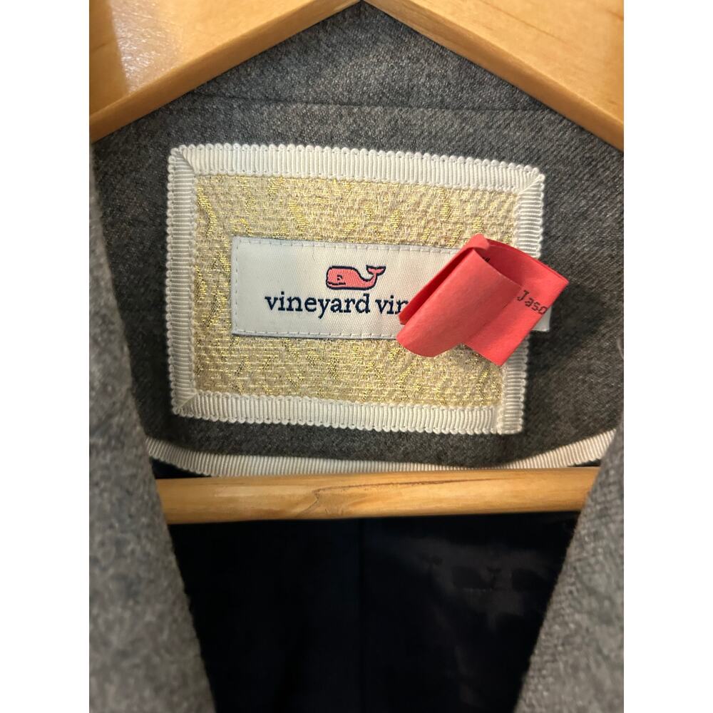 VINEYARD VINES Women's Wool Schoolboy Blazer Size 2 Gray Grey Preppy Twee - Picture 10 of 11